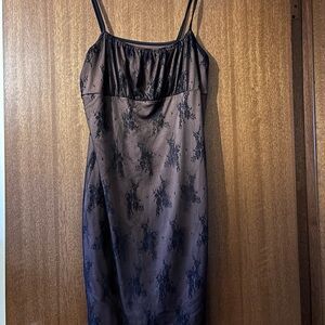 Black Lace-Overlay Slip Dress